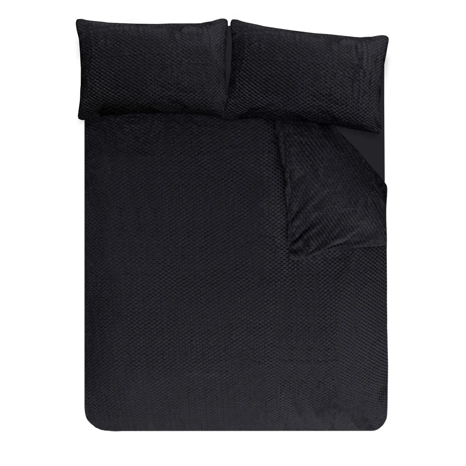 Smart Living Luxury Super Soft & Reversible Waffle Teddy Fleece Duvet Set in Black 4