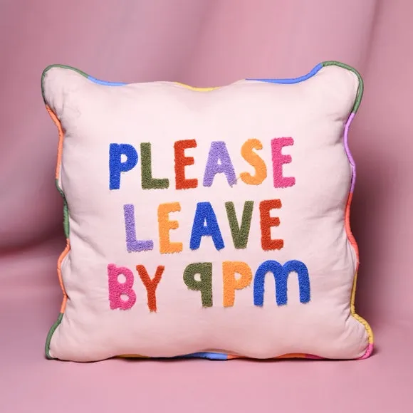 Raspberry Blossom Please Leave By 9 Square Cushion