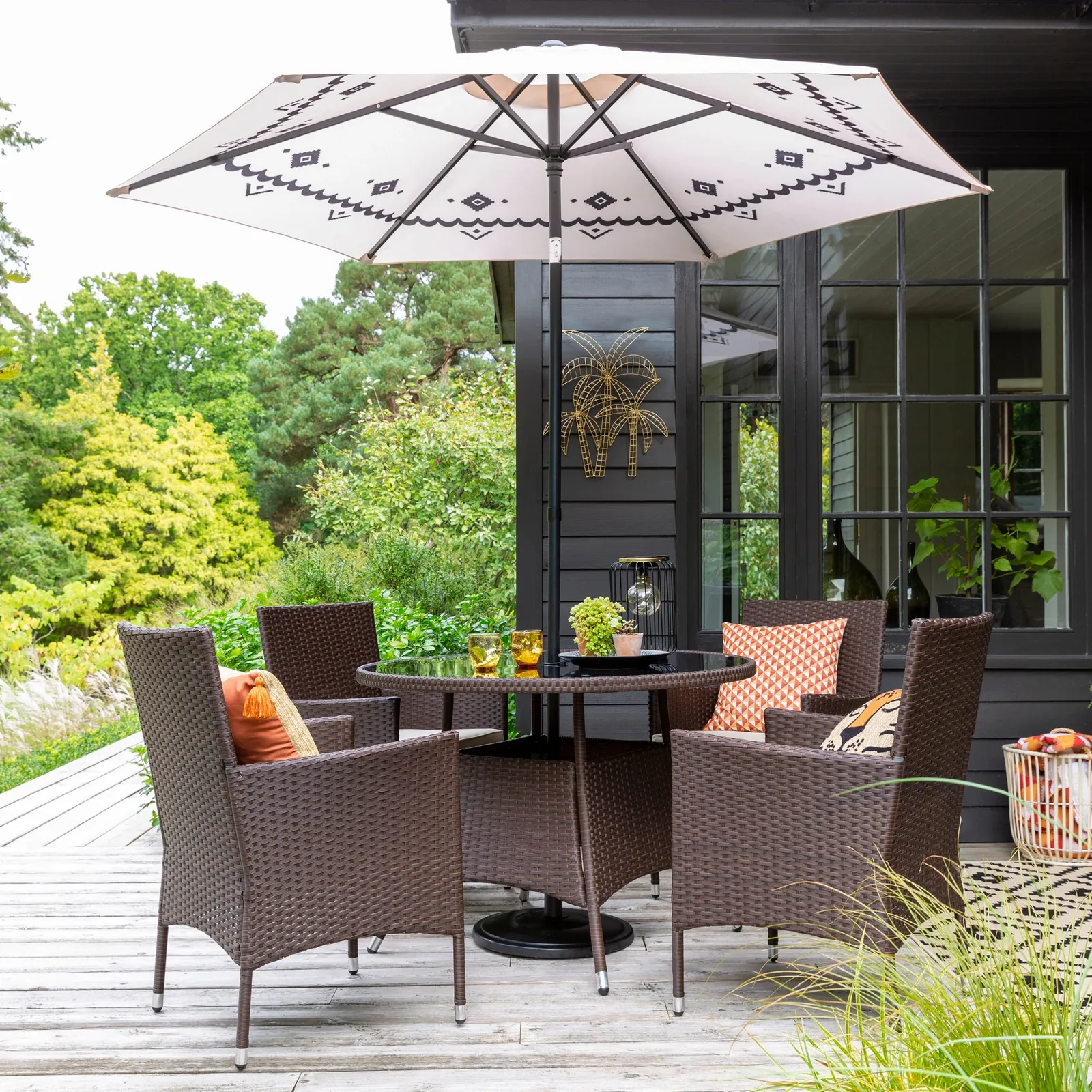 St Lucia 4 Seater Brown Round Dining Set Brown