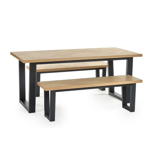 Hilton 4 Seater Dining Table with 2 Hilton Benches 2