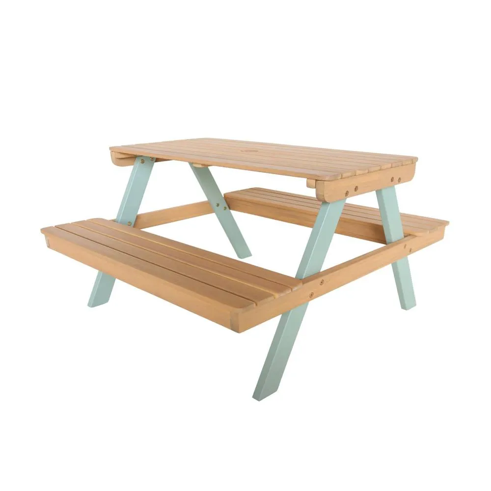 sweeek Children's picnic table, garden set in acacia wood 4-seater in Light Green 2