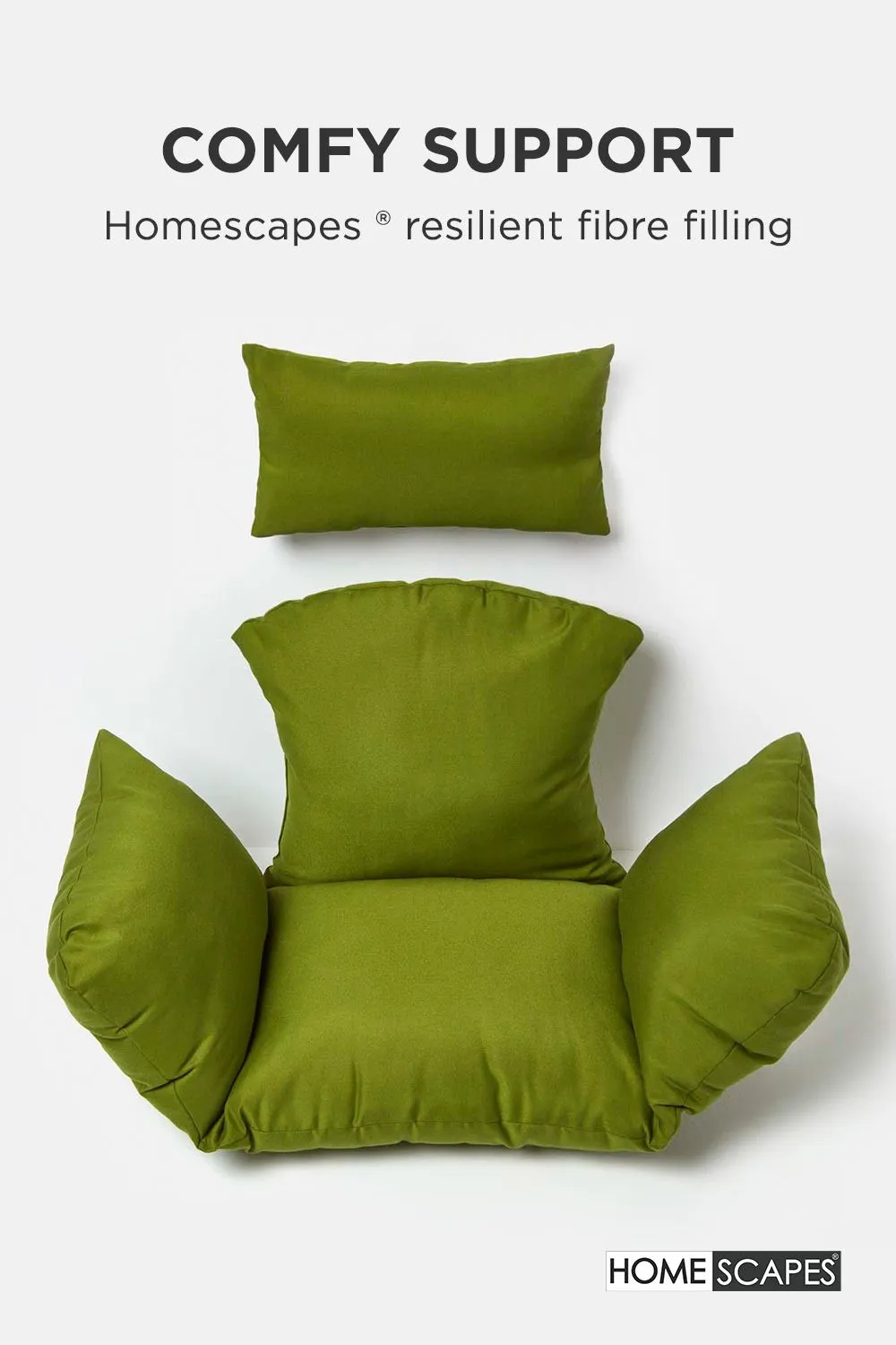 Homescapes Luxury Soft Waterproof Egg Chair Cushion Swing Chair Garden Seat in Green 4