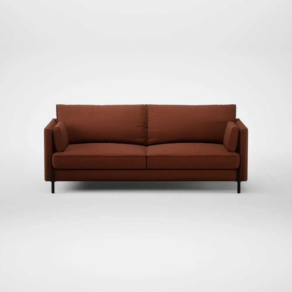 Heal's Tortona 3 Seater Sofa Smart Cotton Linen Rust Black Feet 1