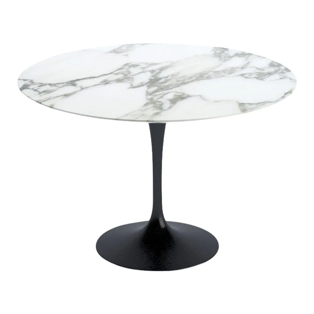 Knoll Saarinen Dining Table with Black Base in Arabescato 107cm 2