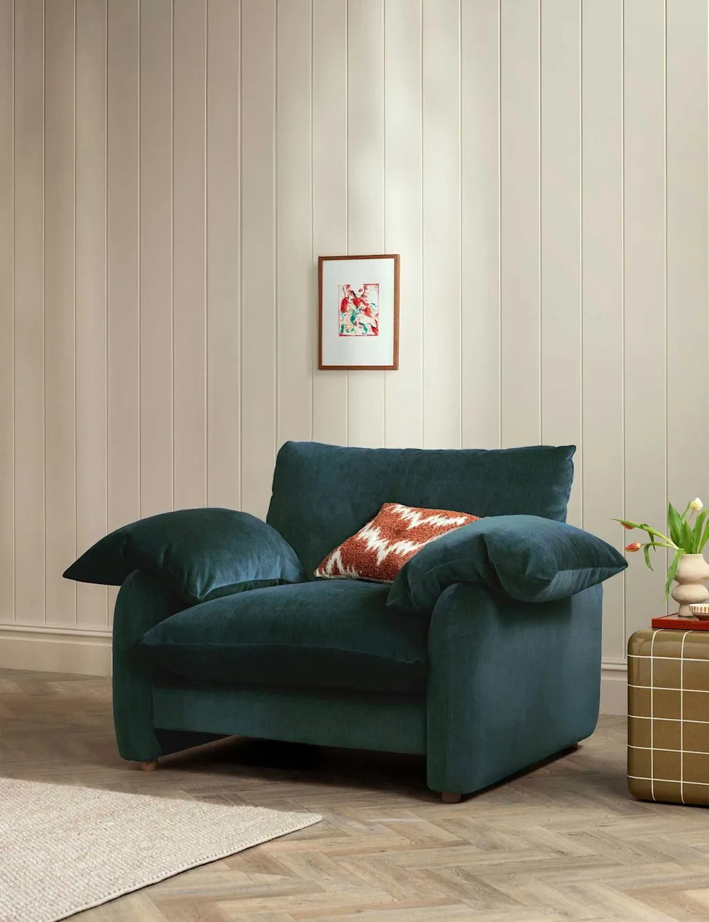 BARKER AND STONEHOUSE Orson Chenille Snuggle Chair Blue