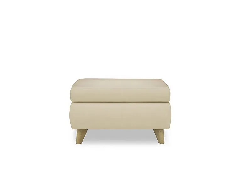 Malmo Leather Coffee Table Storage Footstool - BV Bisque
