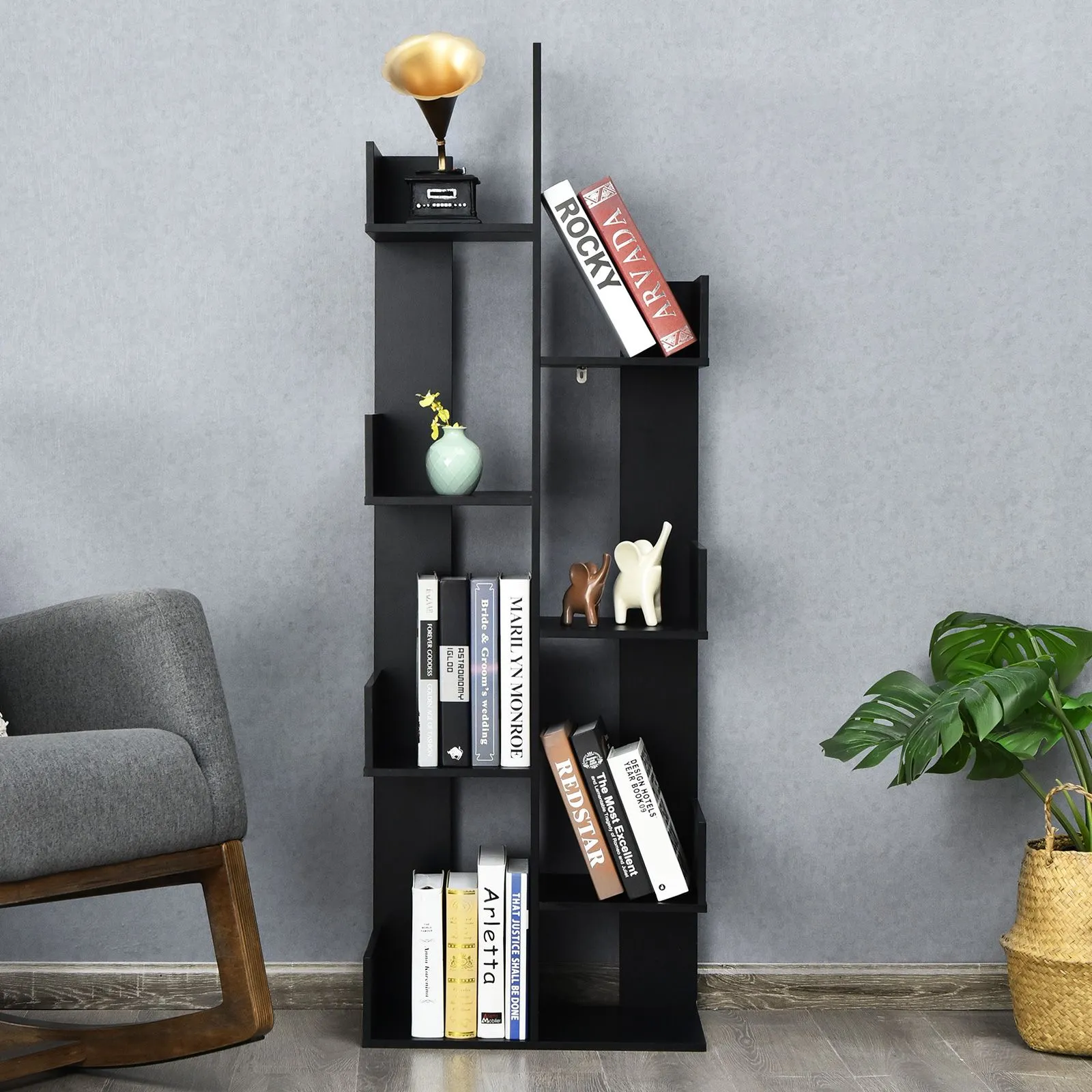 Costway 8 Tier Bookshelf Storage Display Floor Standing Bookcase Shelving Organizer Home in Black 3
