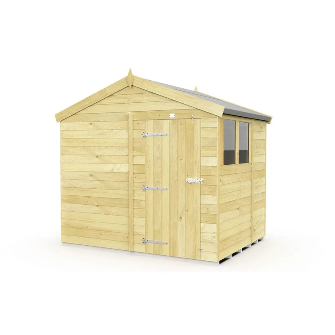 Buttercup Farm 8 x 7 Feet Apex Shed - Single Door W/ Windows - L214 x W231 x H217 cm in Brown
