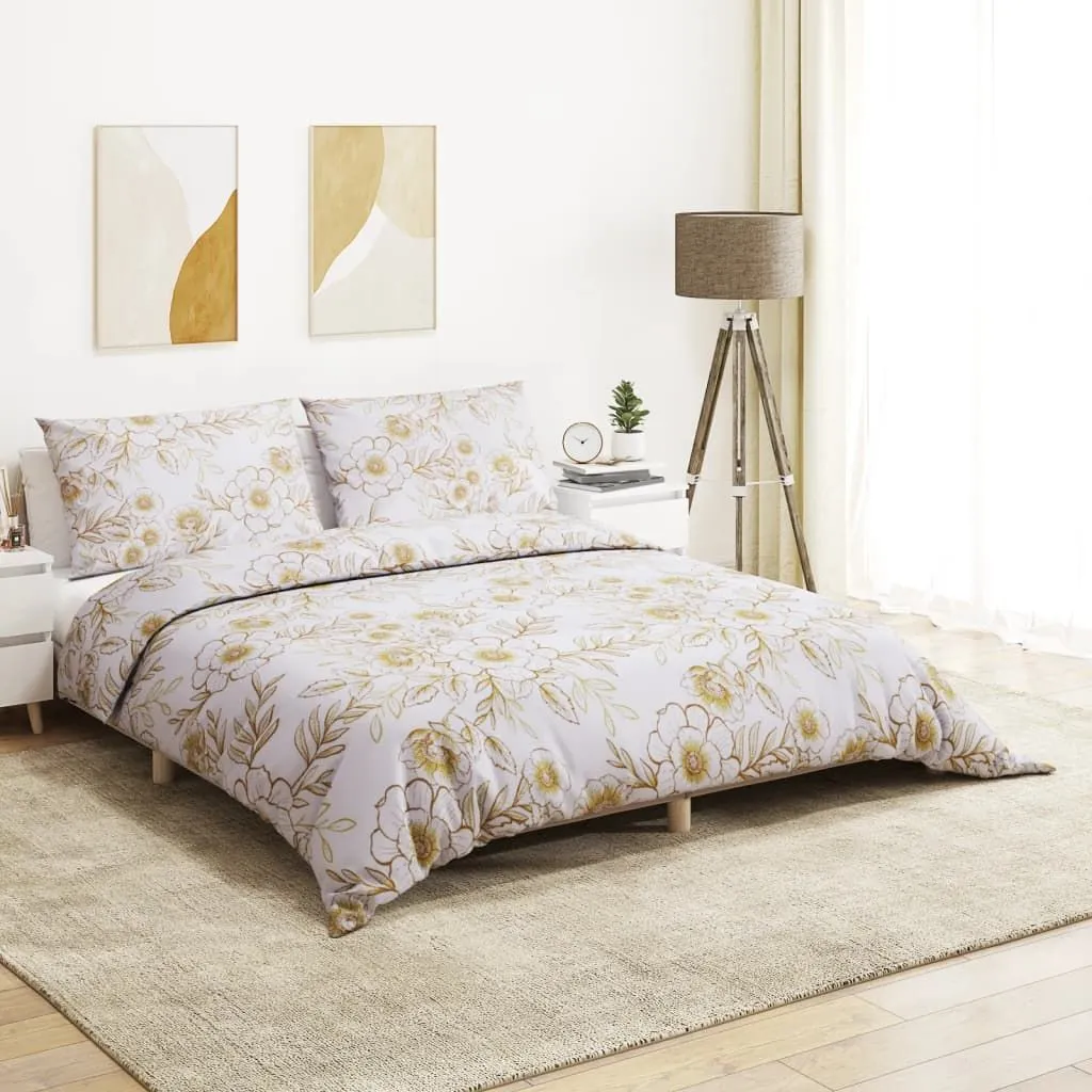 Berkfield Home Duvet Cover Set White & Brown 140x200 cm Cotton