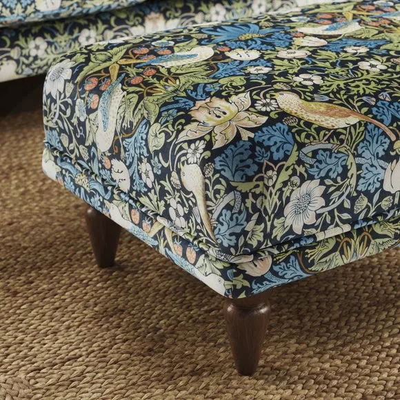Jolene William Morris Strawberry Thief Print Velvet Footstool 3