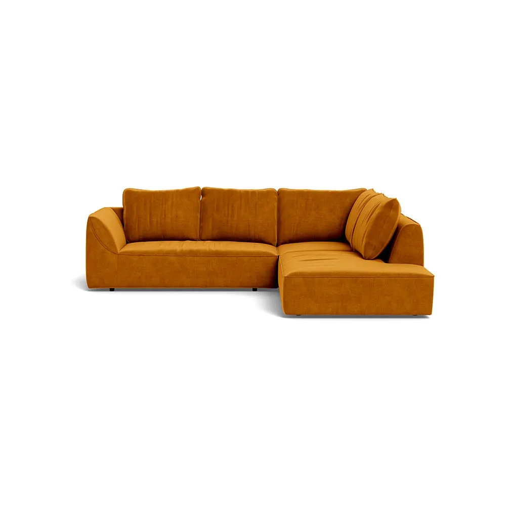 Heal's Morven Right Hand Facing Large Corner Sofa Smart Luxe Velvet Cognac 1