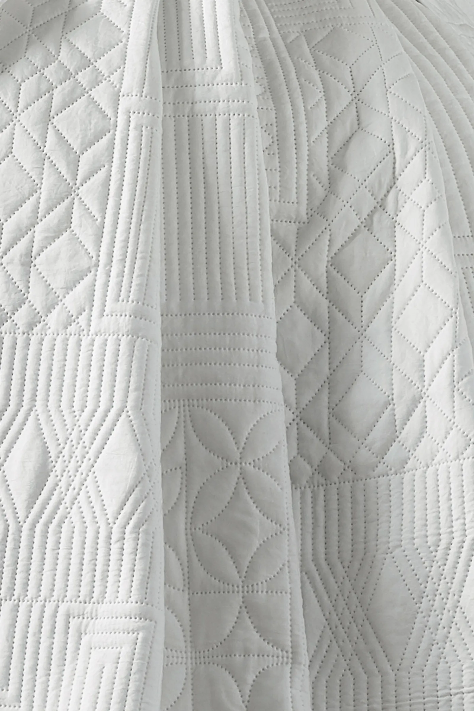 Catherine Lansfield 'Folkstone Geo' Bedspread in White 2