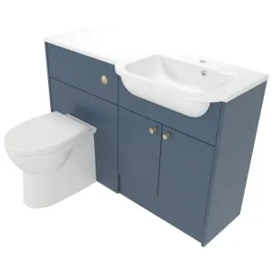 Deccado Benham Juniper Blue Right Hand 1200mm Fitted Vanity & Toilet Pan Unit Combination with Right Hand Basin