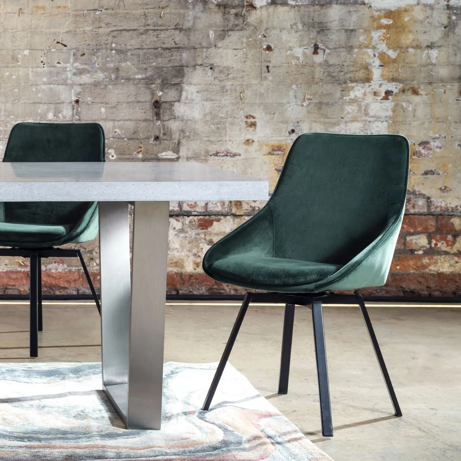 Beckton Leisure Swivel Dining Chair, Green Velvet | Barker & Stonehouse 2