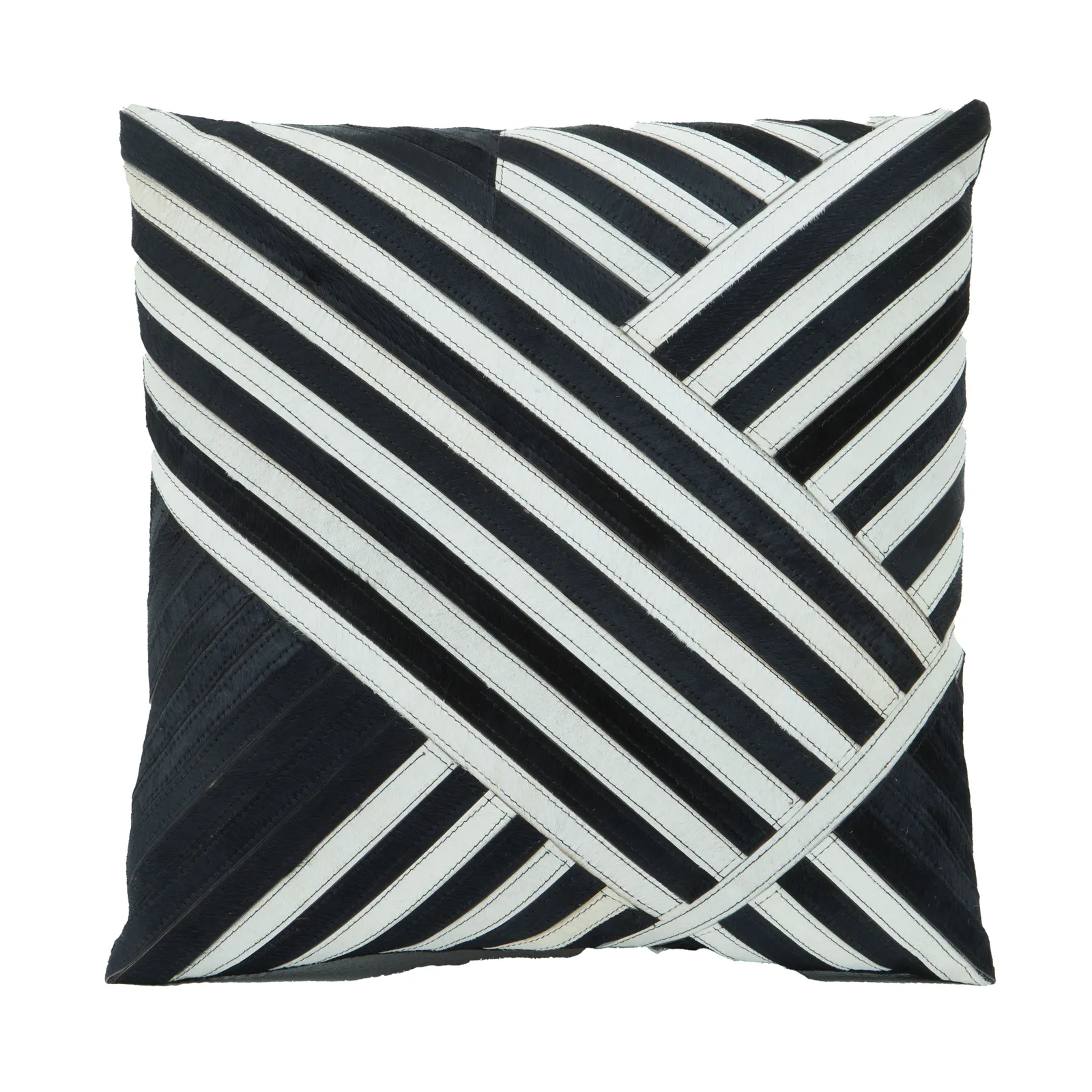 Orsina Bosie Safira Black & White Hair on Leather Cushion