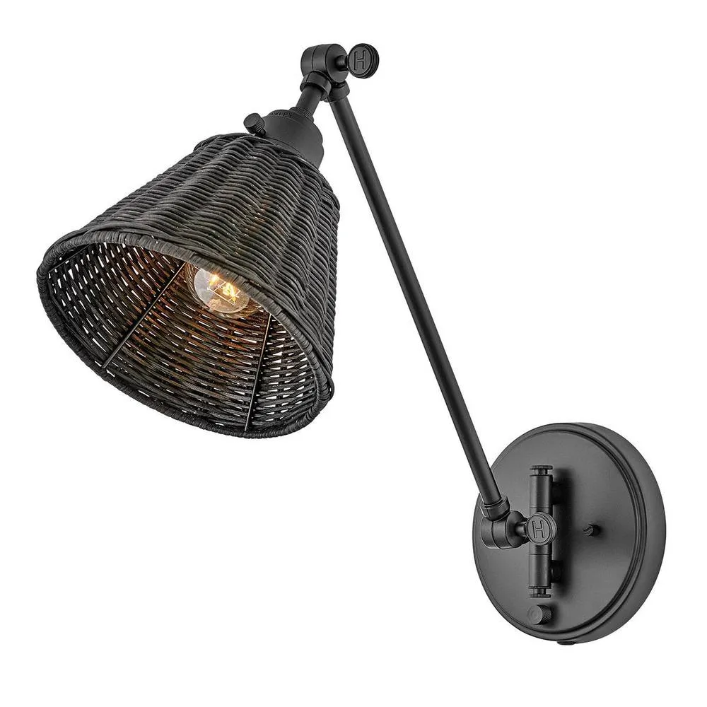 Netlighting Hinkley Arti Dome Wall Lamp Black Black Rattan Shade 1x E27 4
