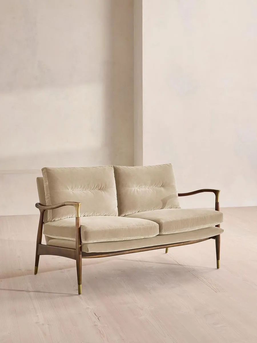 Theodore Two Seater Sofa, Velvet, Oyster