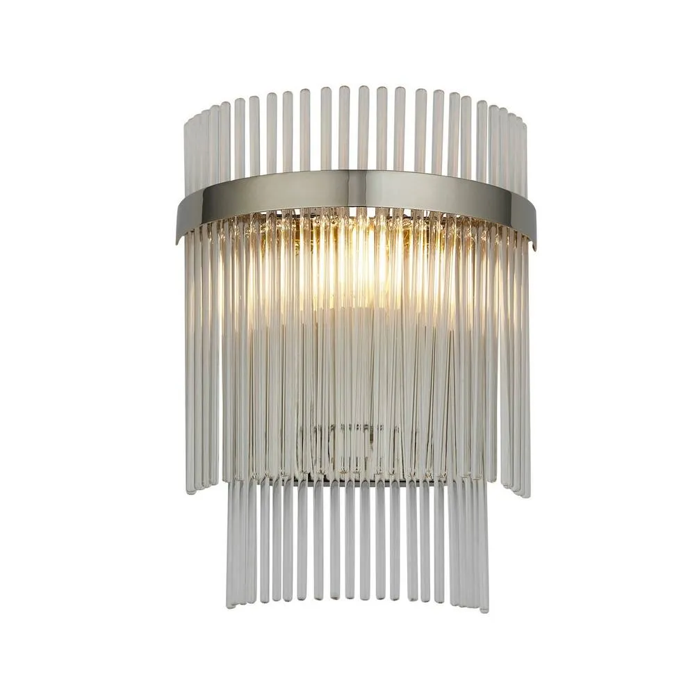 Netlighting Marietta Glass Shade Wall Lamp Bright Nickel in Silver