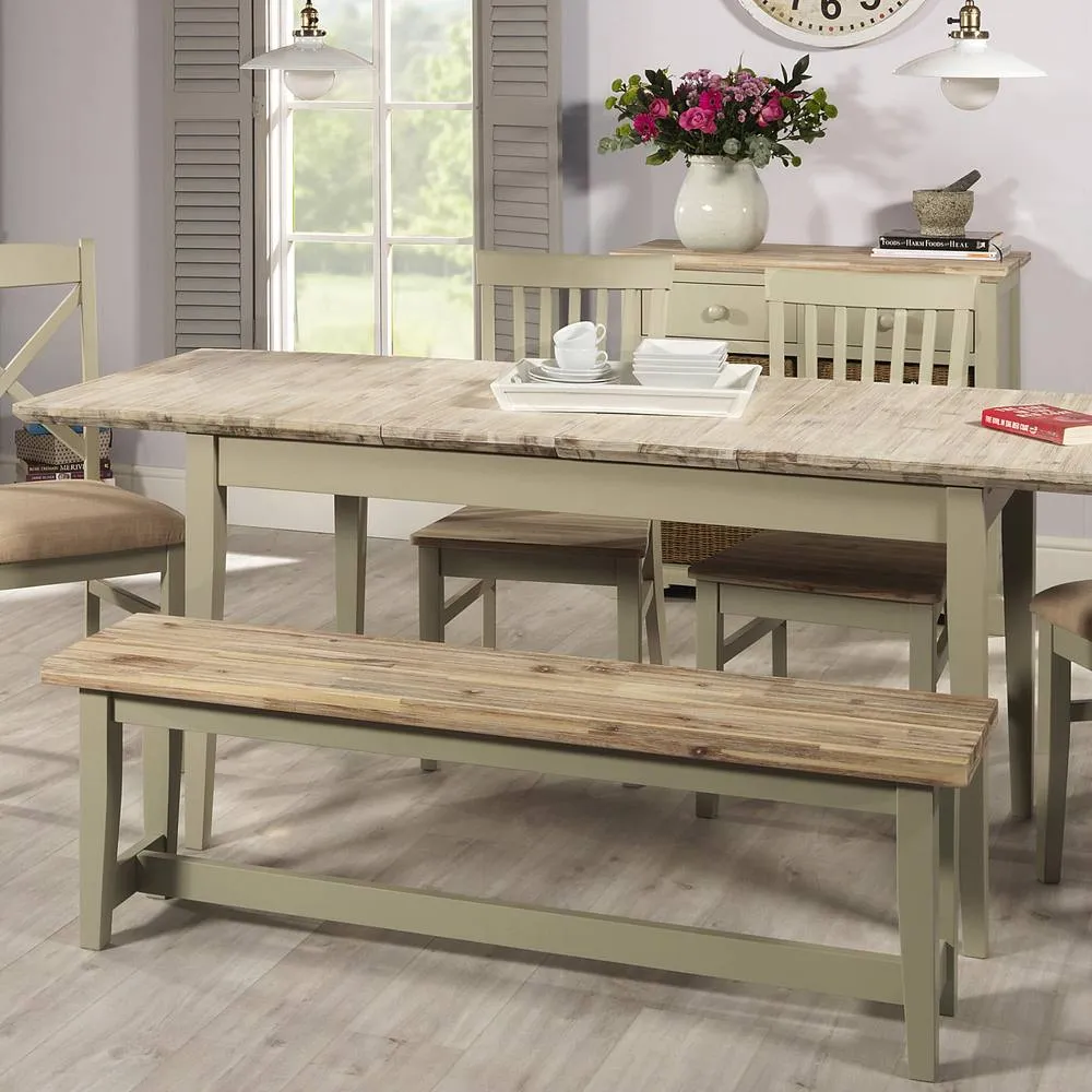 Statement Furniture Florence Solid Acacia Hardwood Dining Bench 140cm in Light Green 6