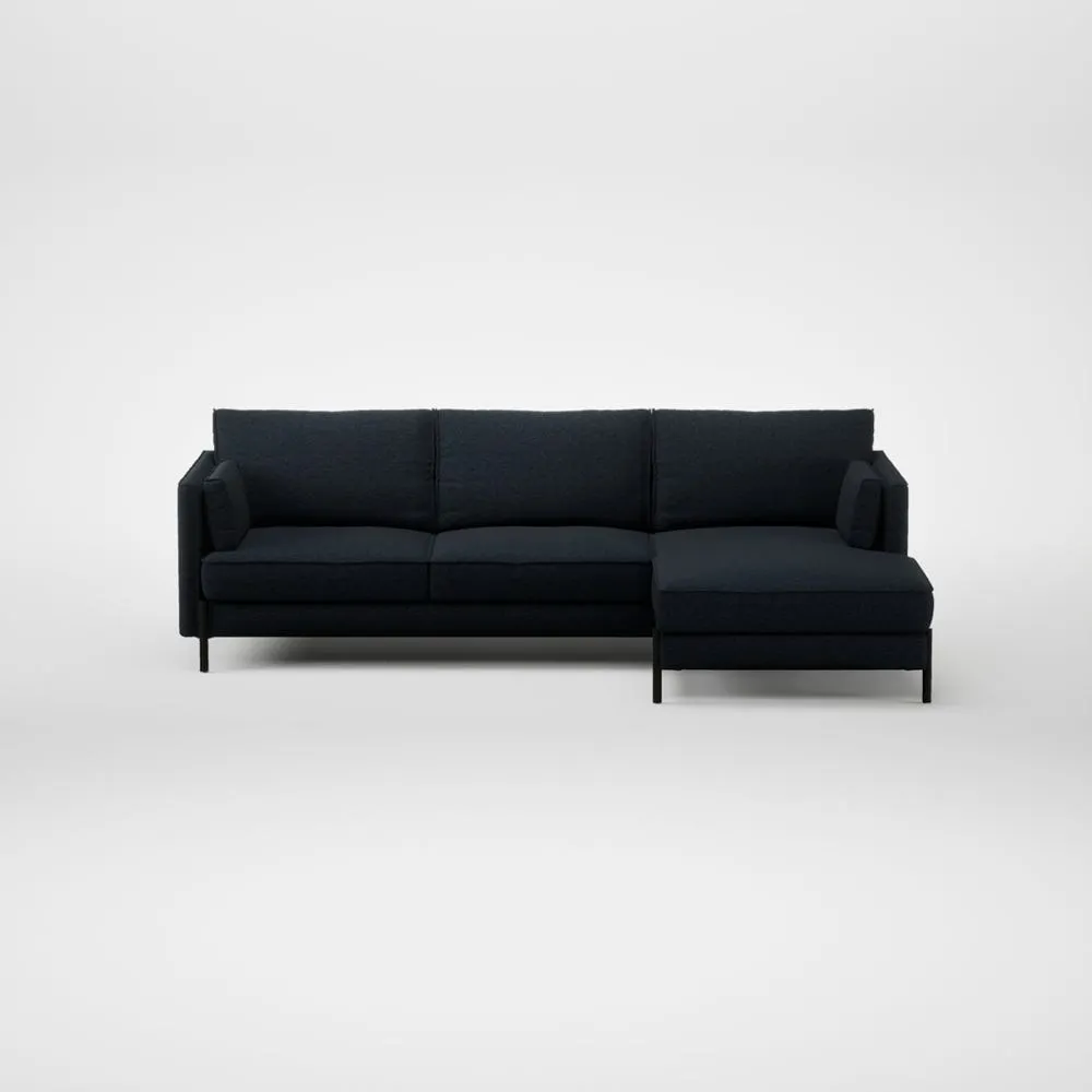 Heal's Tortona Right Hand Facing Chaise Sofa Loop Twill Midnight Black Feet 2