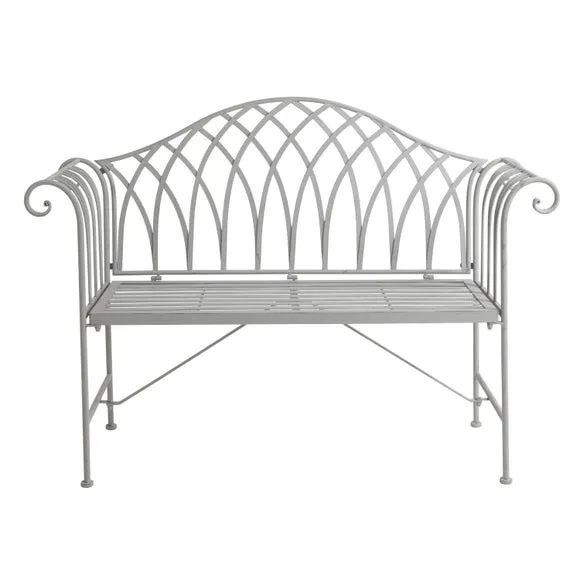 Wrought Iron 2 Seater Grey Bench 5