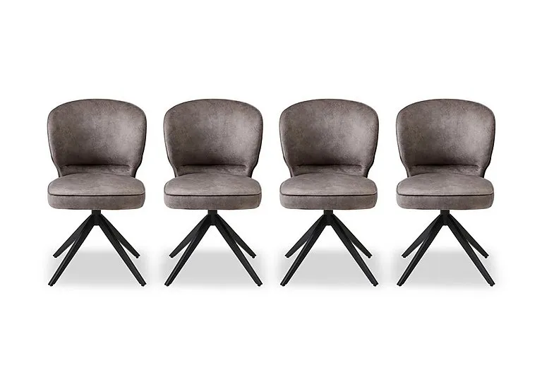 Imperium Set of 4 Fabric Swivel Dining Chairs - Chocolate