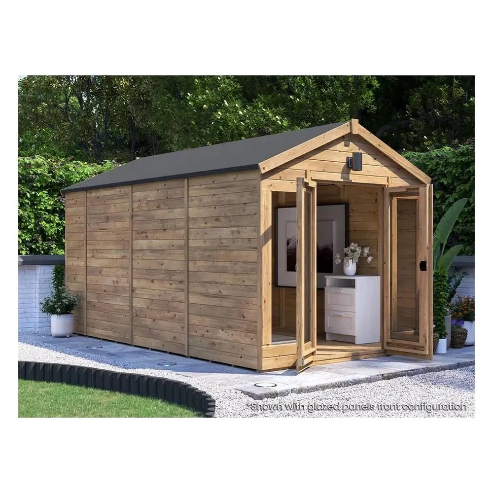 Dunster House Summerhouse 2.4m x 4m (8' x 14') Apex Roof, RagePanda Modular in Brown 6