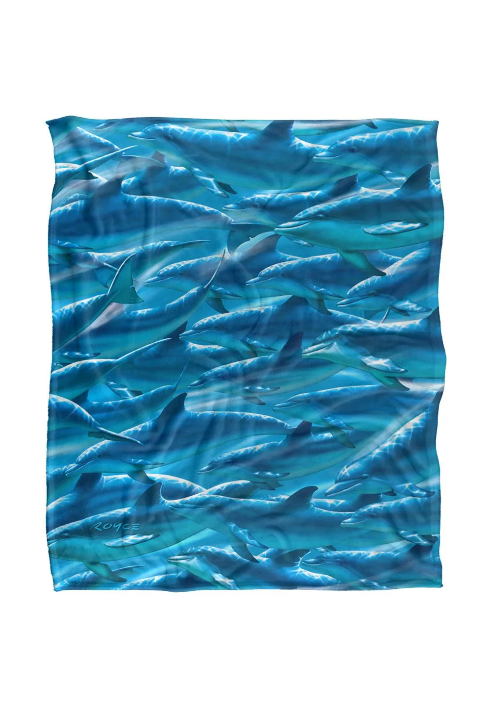 JQ Licensing Royce Mcclure Dolphin Race Pattern Silky Touch Super Soft Throw Blanket 152 X 127 cm in White