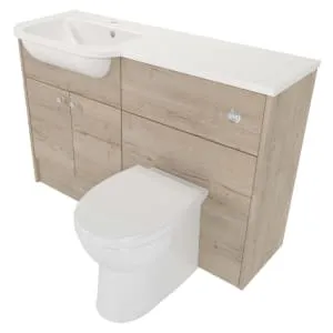 Deccado Benham Pale Oak Fitted Vanity & Toilet Pan Unit Combination with LH Basin - 1200mm 2