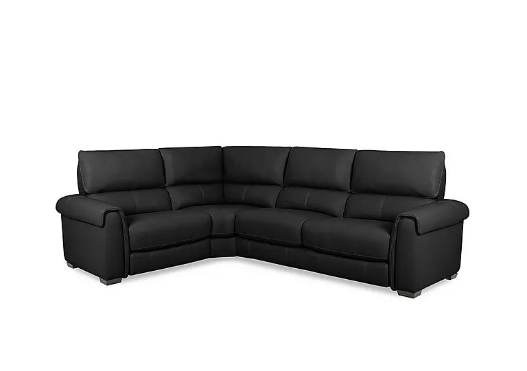 Nixon Leather Left Hand Facing Corner Sofa - Classic Black