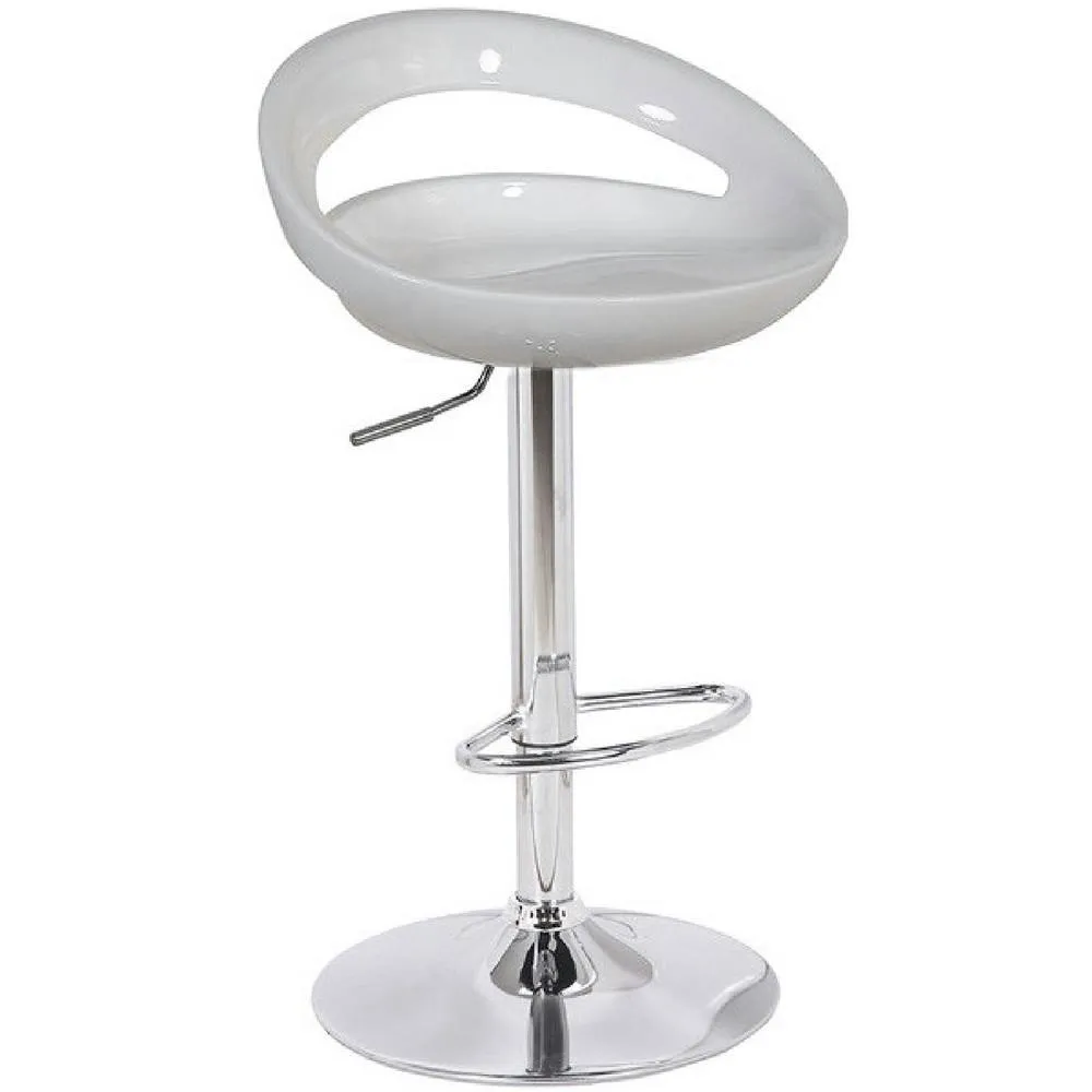 netfurniture Halfy Half Moon Retro Kitchen Bar Stool - White Seat Height Adjustable 2