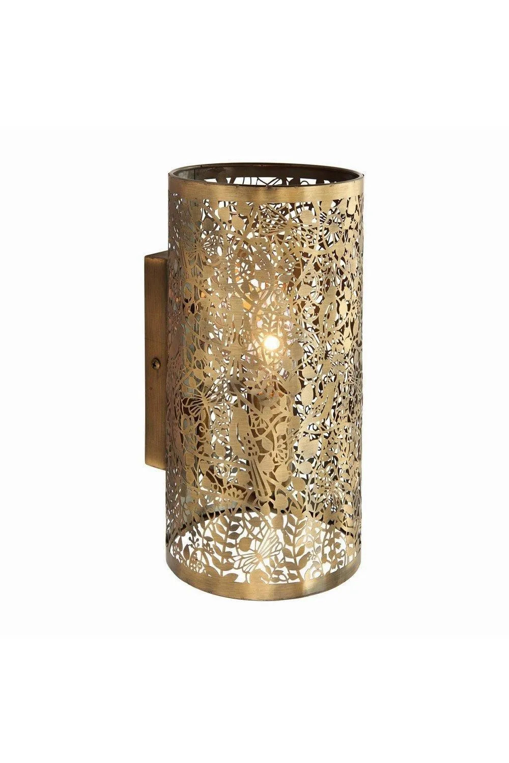 Netlighting Secret Garden Floral Leaves Design Wall Light Antique Brass E14 in Gold
