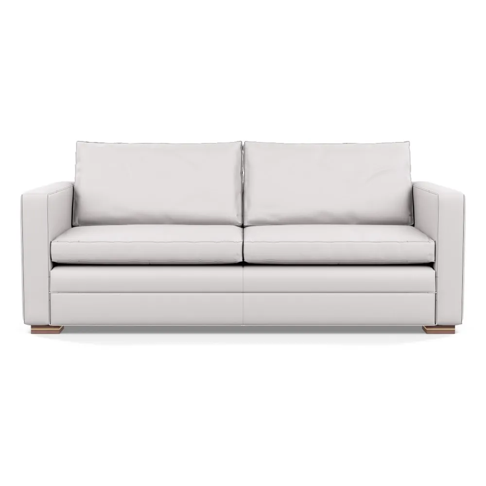 Heal's Palermo 3 Seater Sofa Leather Grain White 000 Brass and Walnut Feet 1