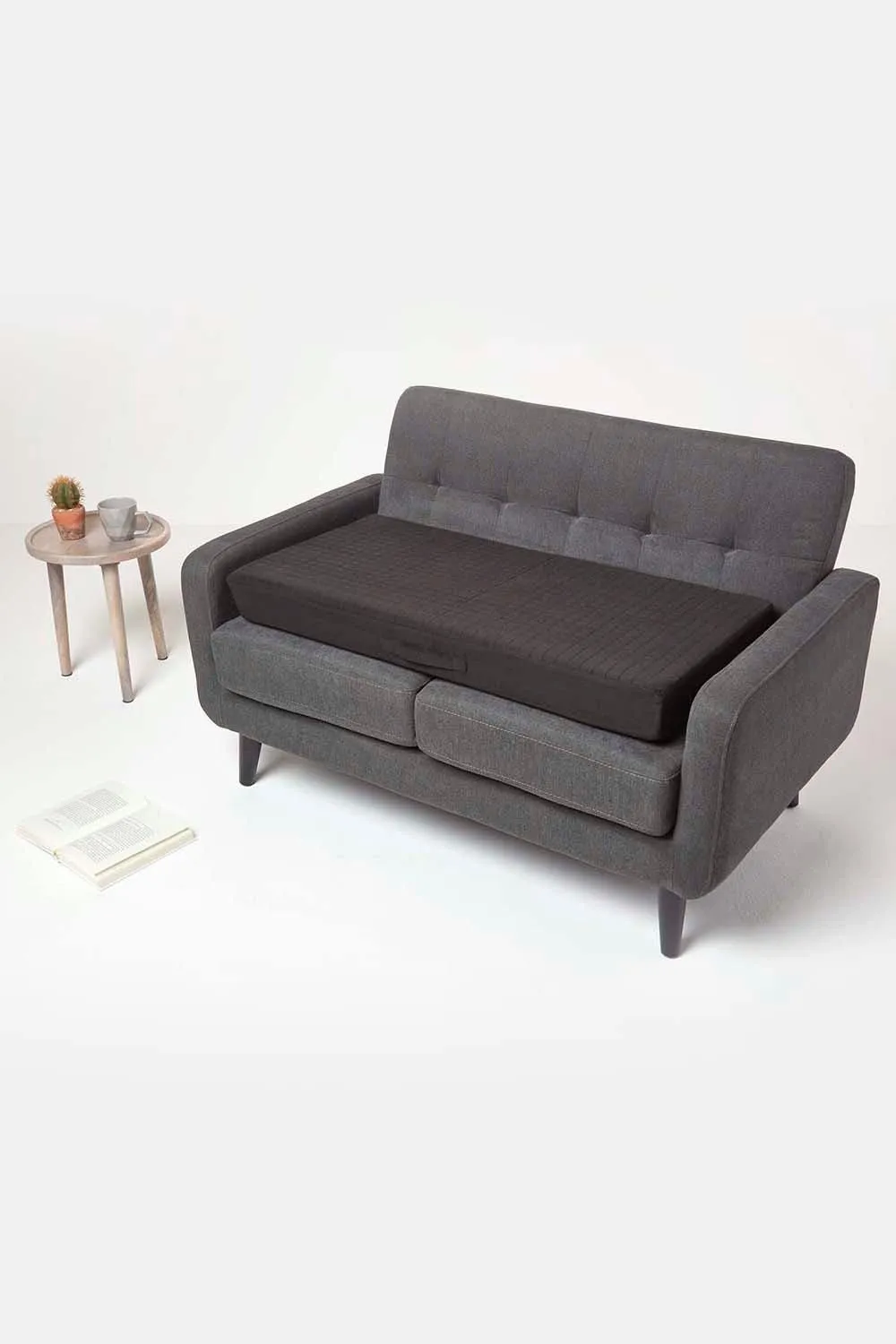 Homescapes Suede Orthopaedic Foam 2 Seater Booster Cushion in Black 5