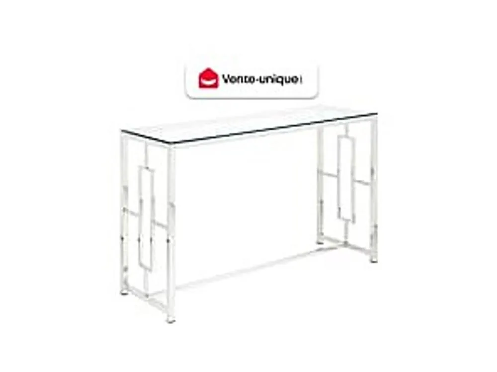 Vente-unique Console Table - Toughened Glass & Steel - Chrome - CLOTILDE in Clear 4