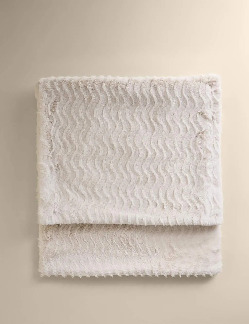 M&S Faux Fur Feathered Throw Ivory