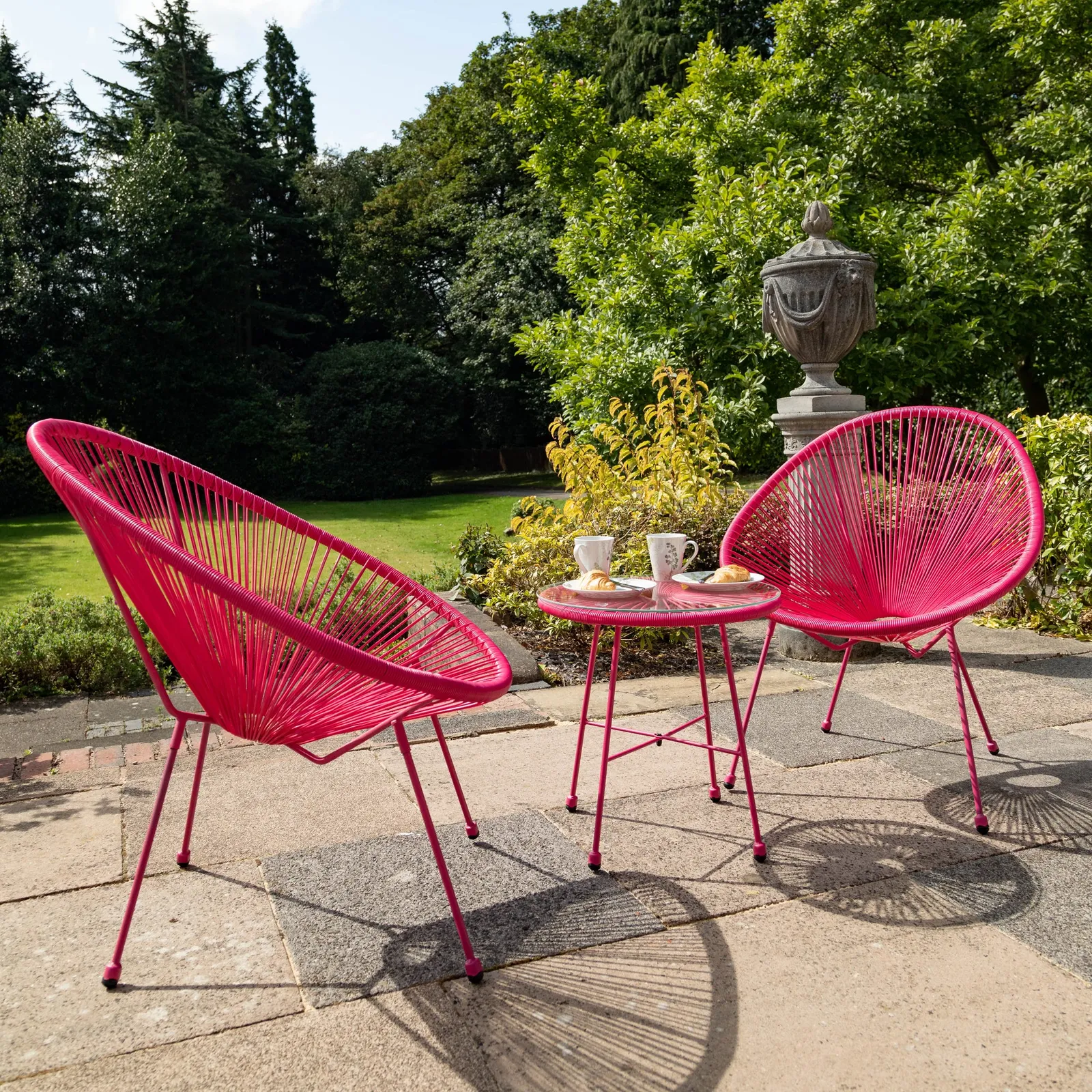 Monaco 2 Seater Pink Egg Chair Bistro Set Pink