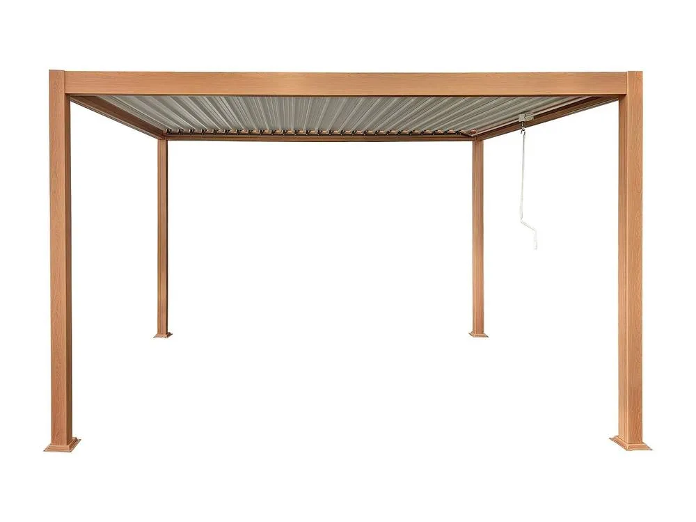 Vente-unique Freestanding Bioclimatic Aluminium Pergola With Adjustable Louvres in Walnut 5
