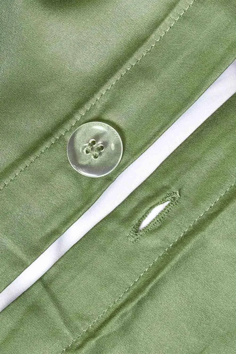 Homescapes Continental Sateen Cotton Duvet Cover Set 400 TC in Green 3