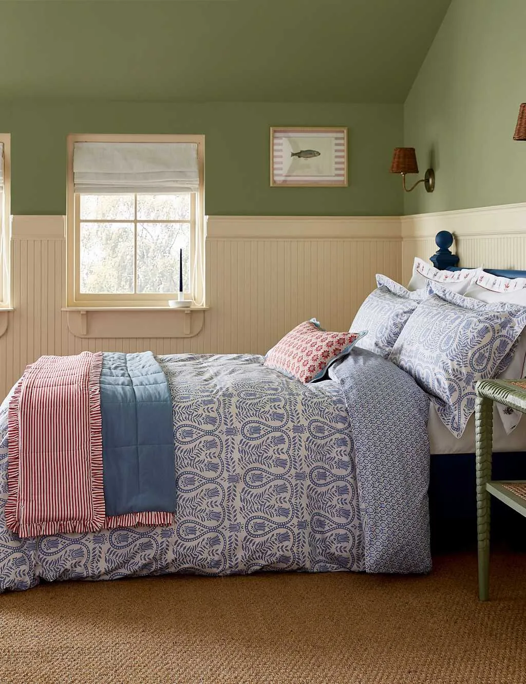 Joules Pure Cotton Wandering Indienne Bedding Set Blue