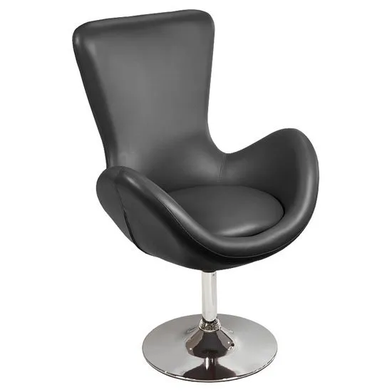 Destiny Modern Rotating Bucket Chair in Black Faux Leather