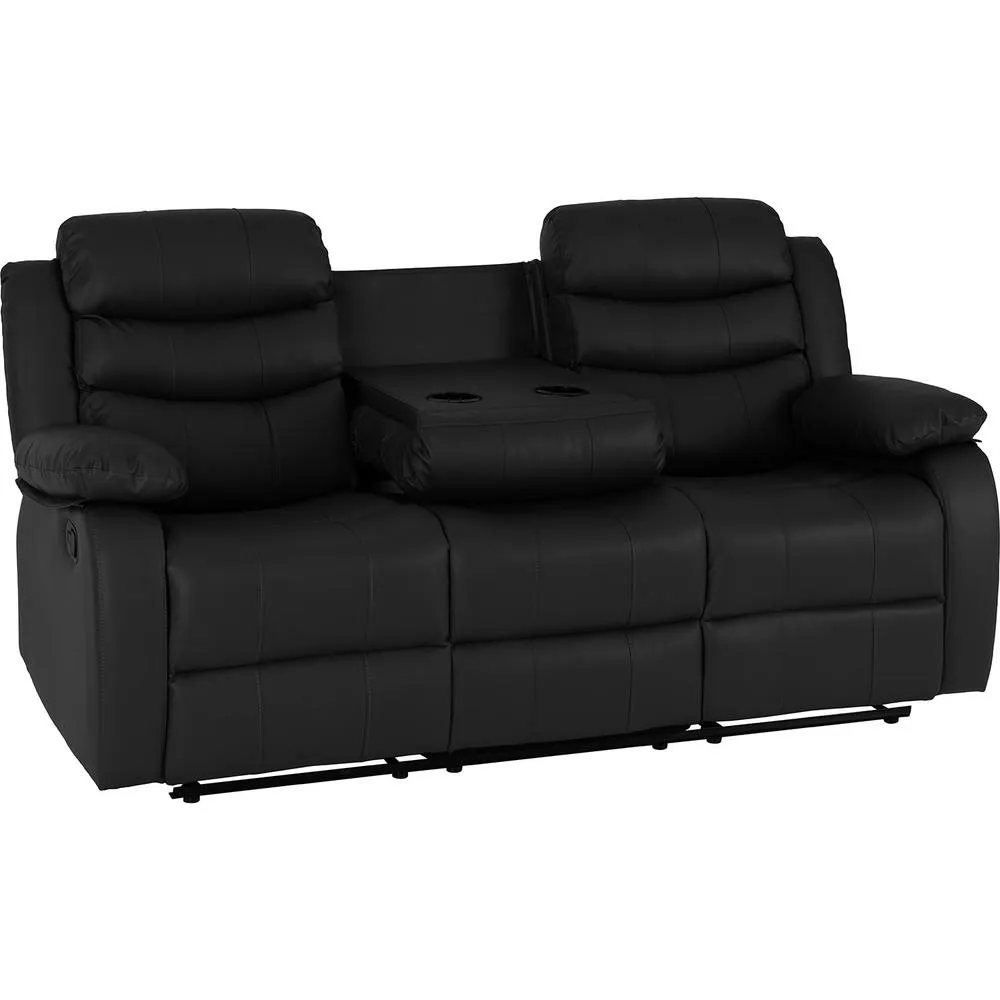 Seconique Roma 3 Seater Recliner Sofa - Black Faux Leather 4