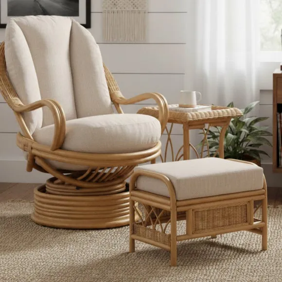 Desser Viola Rattan Footstool