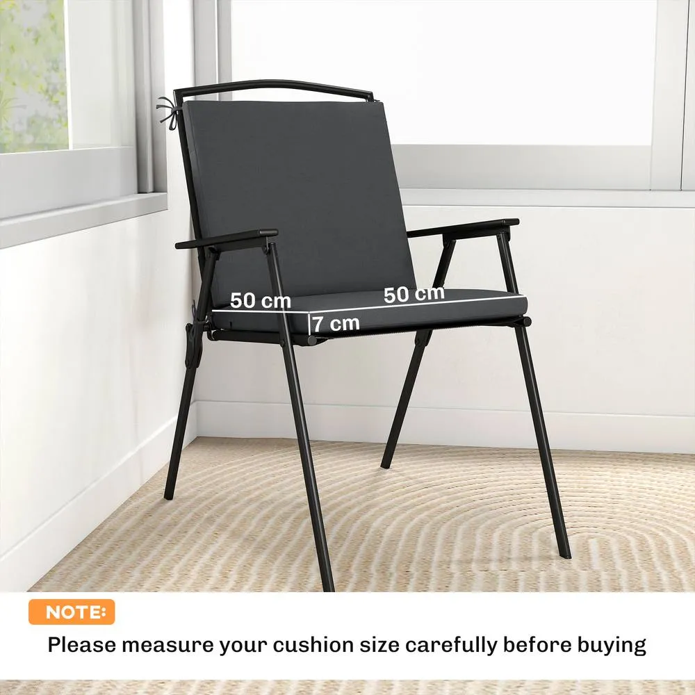 OUTSUNNY 2Pcs Garden Chair Cushions, Waterproof Seat Pads in Dark Grey 3