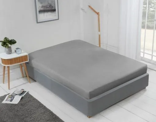 New Edge Blinds 400 Thread Count Cotton Collection Extra Deep Fitted Sheet in Grey