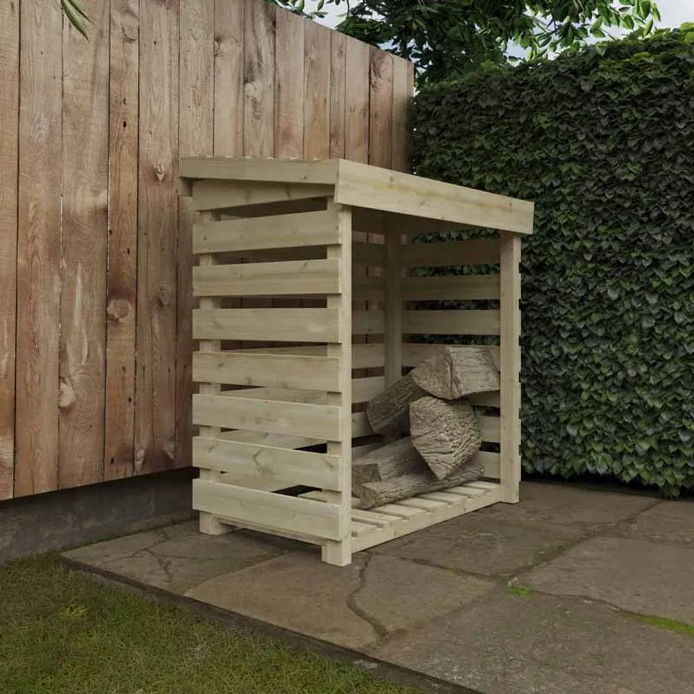 Buttercup Farm 4x2 Tanalised Log Store 19mm Shed - L115 x W55 x H123 cm - Green in Natural 3