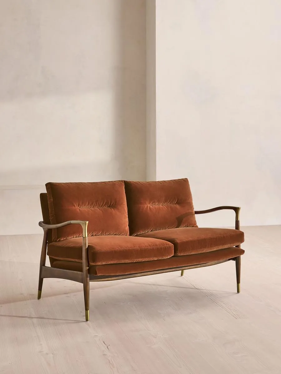 Theodore Two Seater Sofa, Velvet, Cinnamon