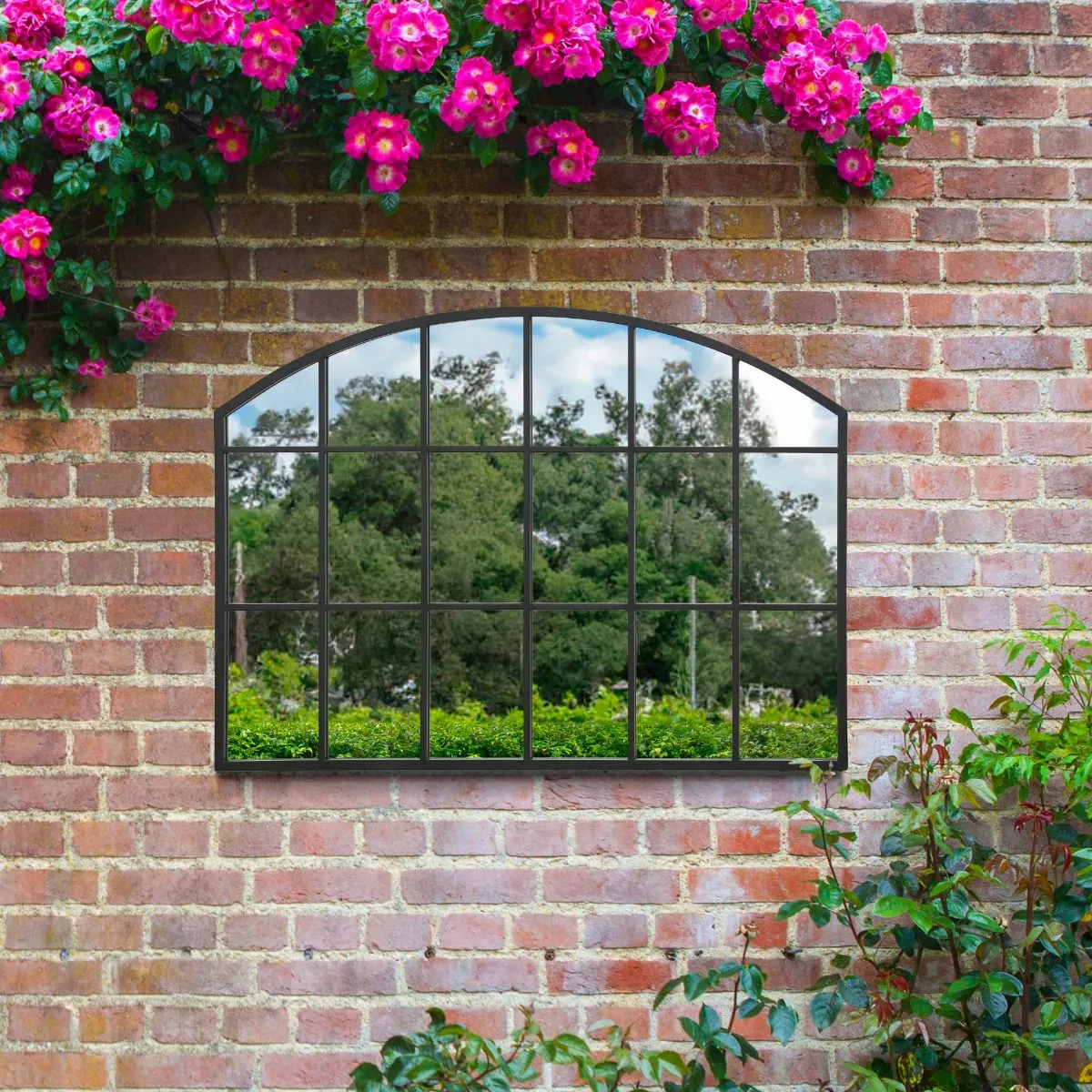 MirrorOutlet Black Framed Arched Wall Garden Mirror 35" X 26" (90CM X 65CM) 6