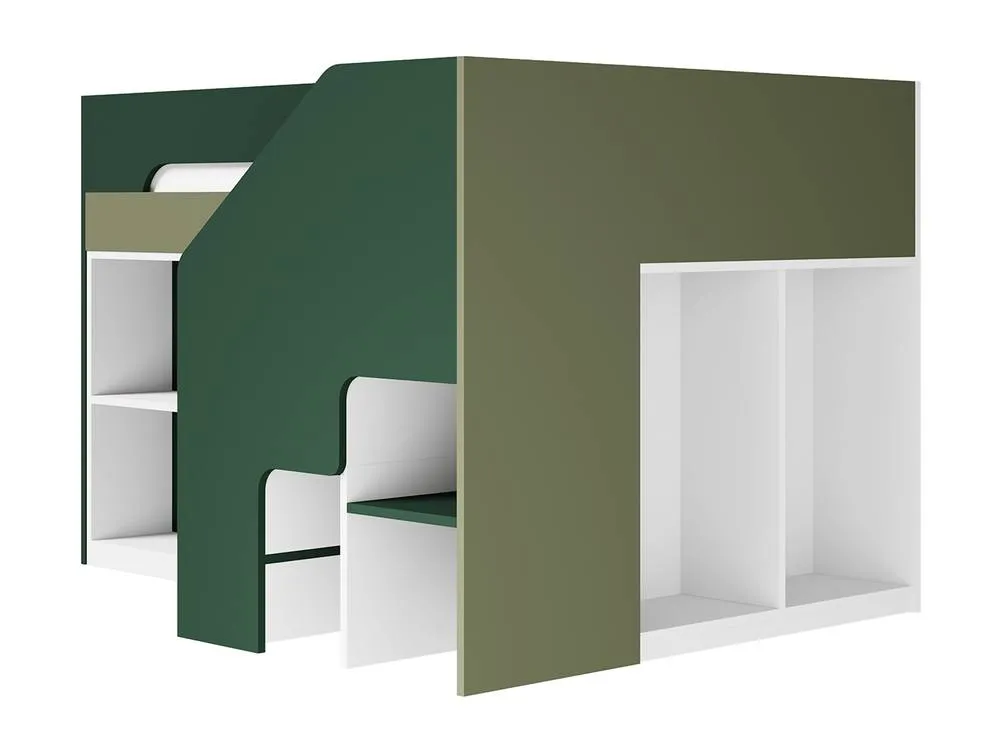 Flair Quinn Staircase Mid Sleeper Bed with Storage in Green 6