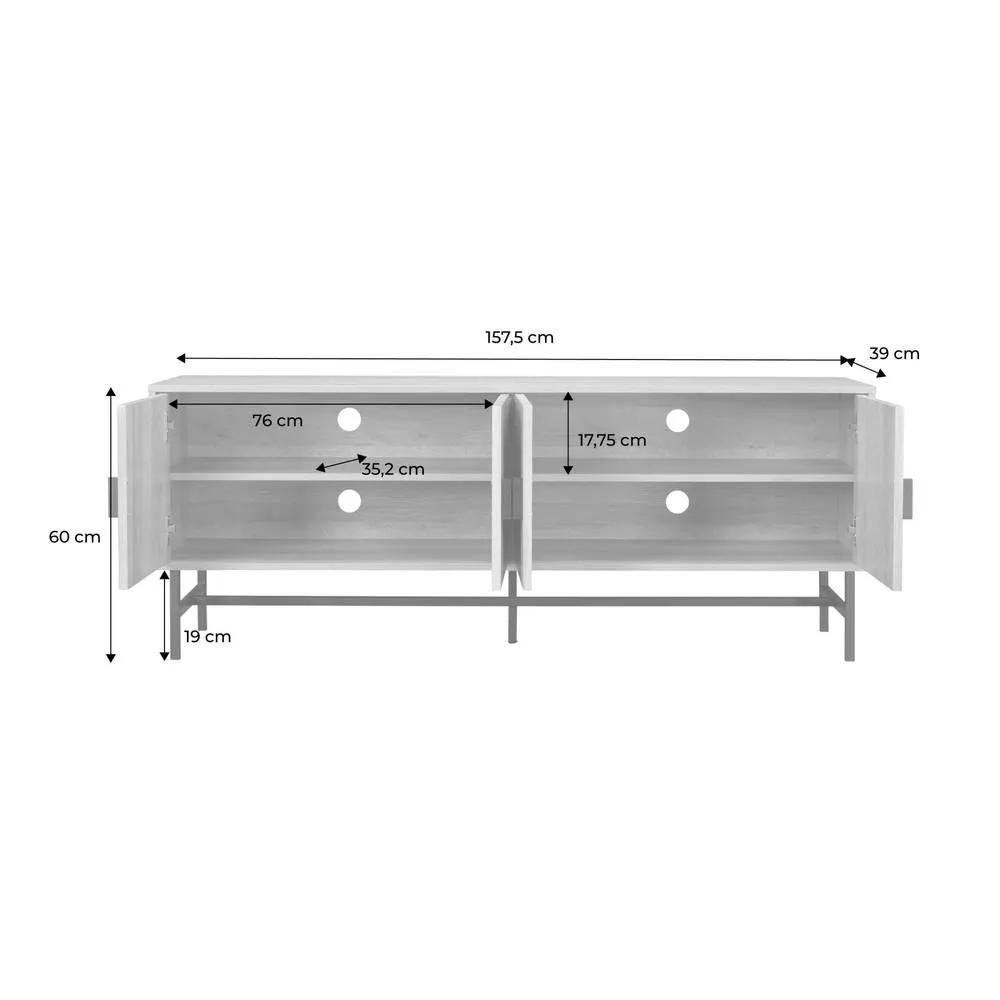 sweeek 157.5cm TV unit wooden effect 4 doors in Brown 5